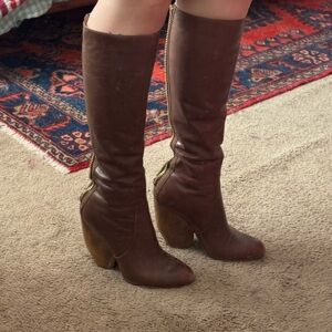 Rachel Roy Brown Knee-High Leather Boots 8.5